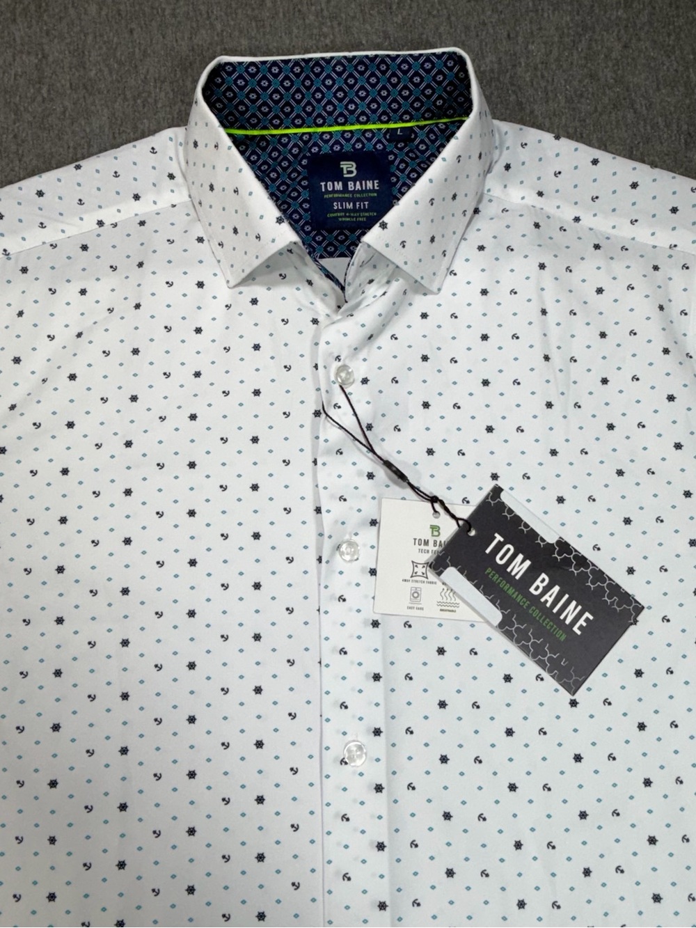 Tom Blaine Mens Performance Button Short Sleeve 4 Way Stretch Slim Fit Large
